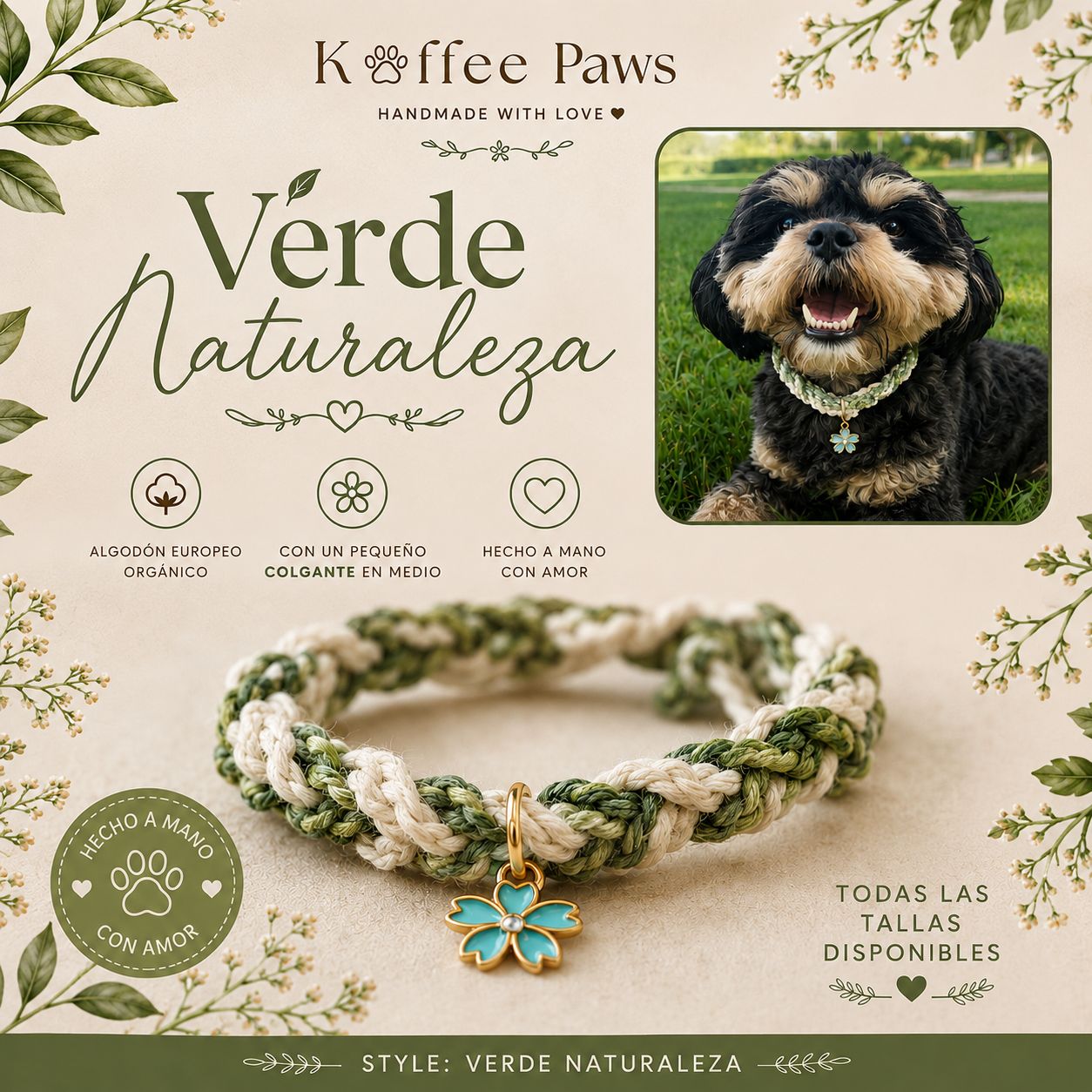 Green Nature Dog Necklace 