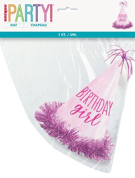 Pink Glitter Birthday Girl Party Hat