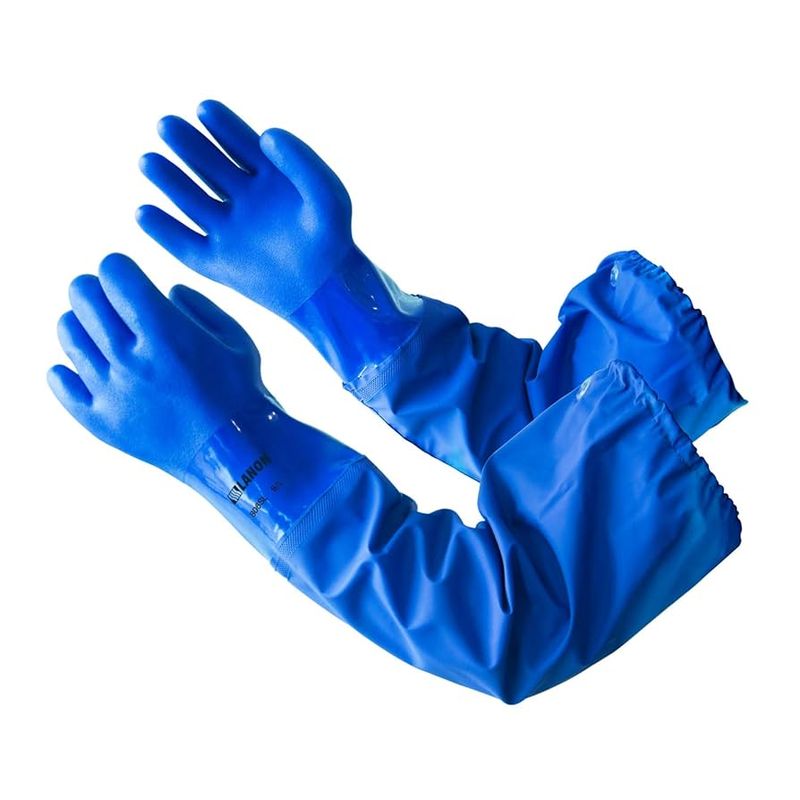 GLOVE PVC BLUE ELBOW LENGTH 28&quot; MED