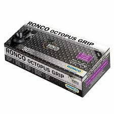BOX OF OCTOPUS 8 MIL BLACK NITRILE GLOVES LARGE 50