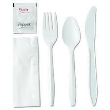 CUTLERY KIT PLASTIC K,F,TS, S/P 100