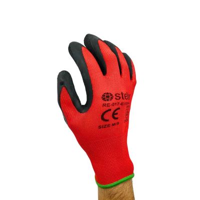 PAIR OF RED GRIPPED LATEX COATED WORK GLOVES XL