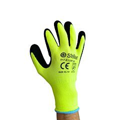 PAIR OF HI-VIZ GRIPPED LATEX COATED WORK GLOVES MEDIUM