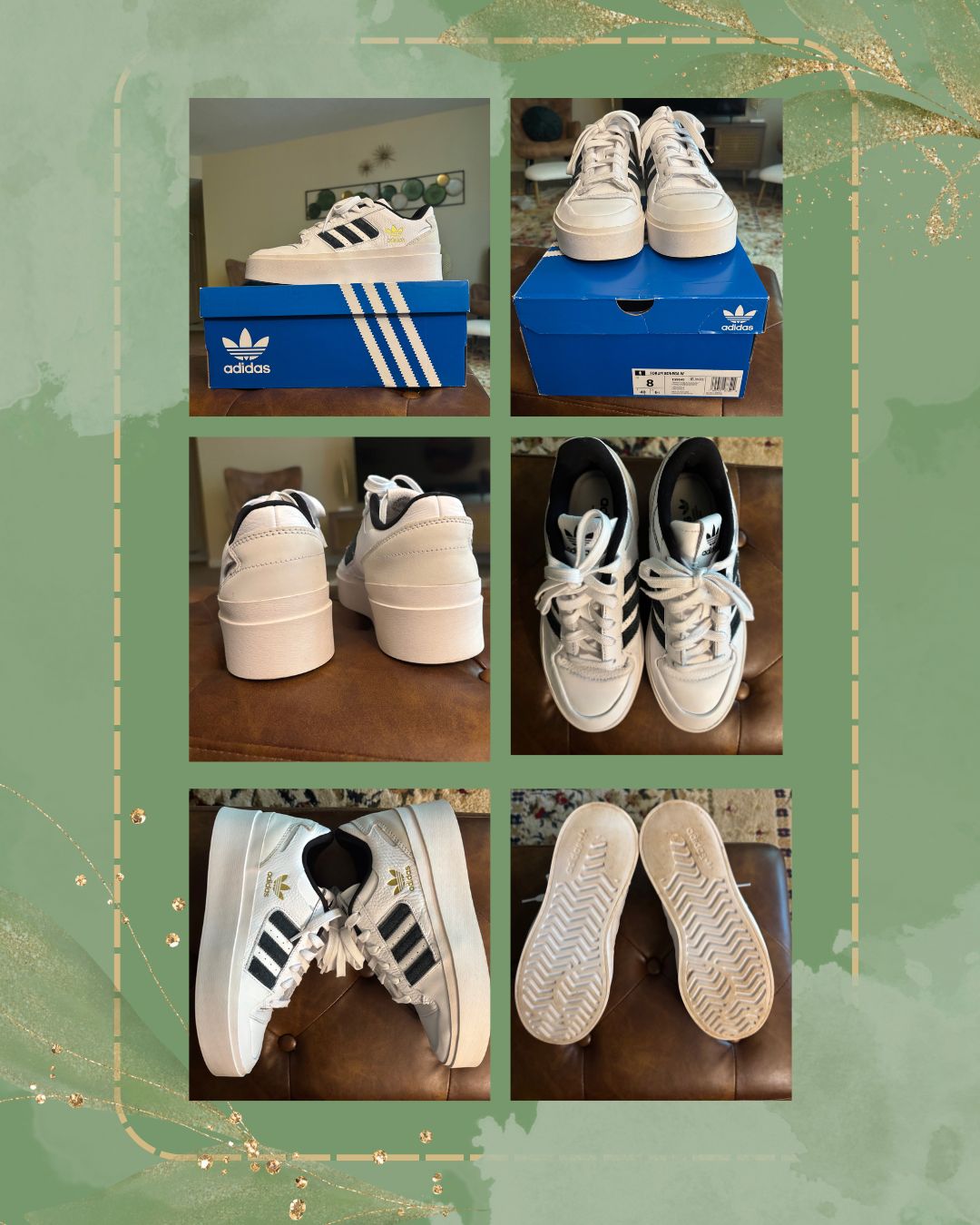 Adidas Women&#39;s Forum Bonega Size 8 Dark Navy Stripes