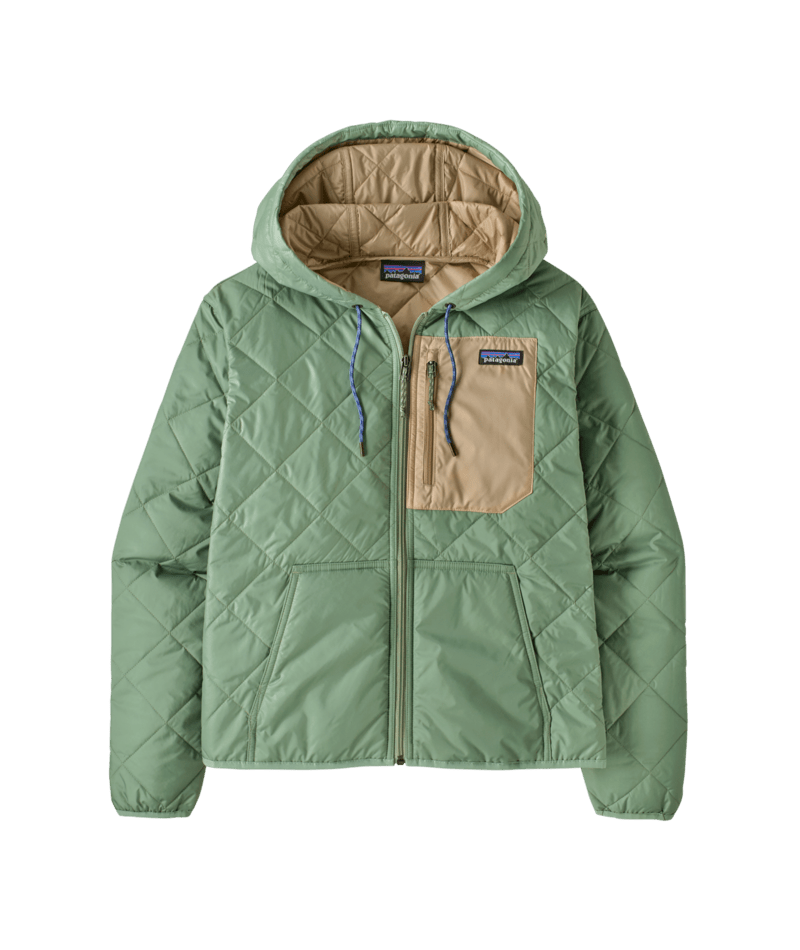 W&#39;S DIAMOND QUILTED BOMBER HOODY, COLOR: ELLWOOD GREEN, Size: XS