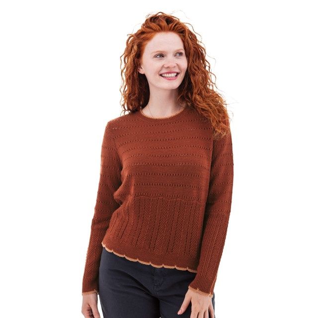 Aventura W'S Halcyon Pointelle Sweater, COLOR: BURNT HENNA, Size: SMALL
