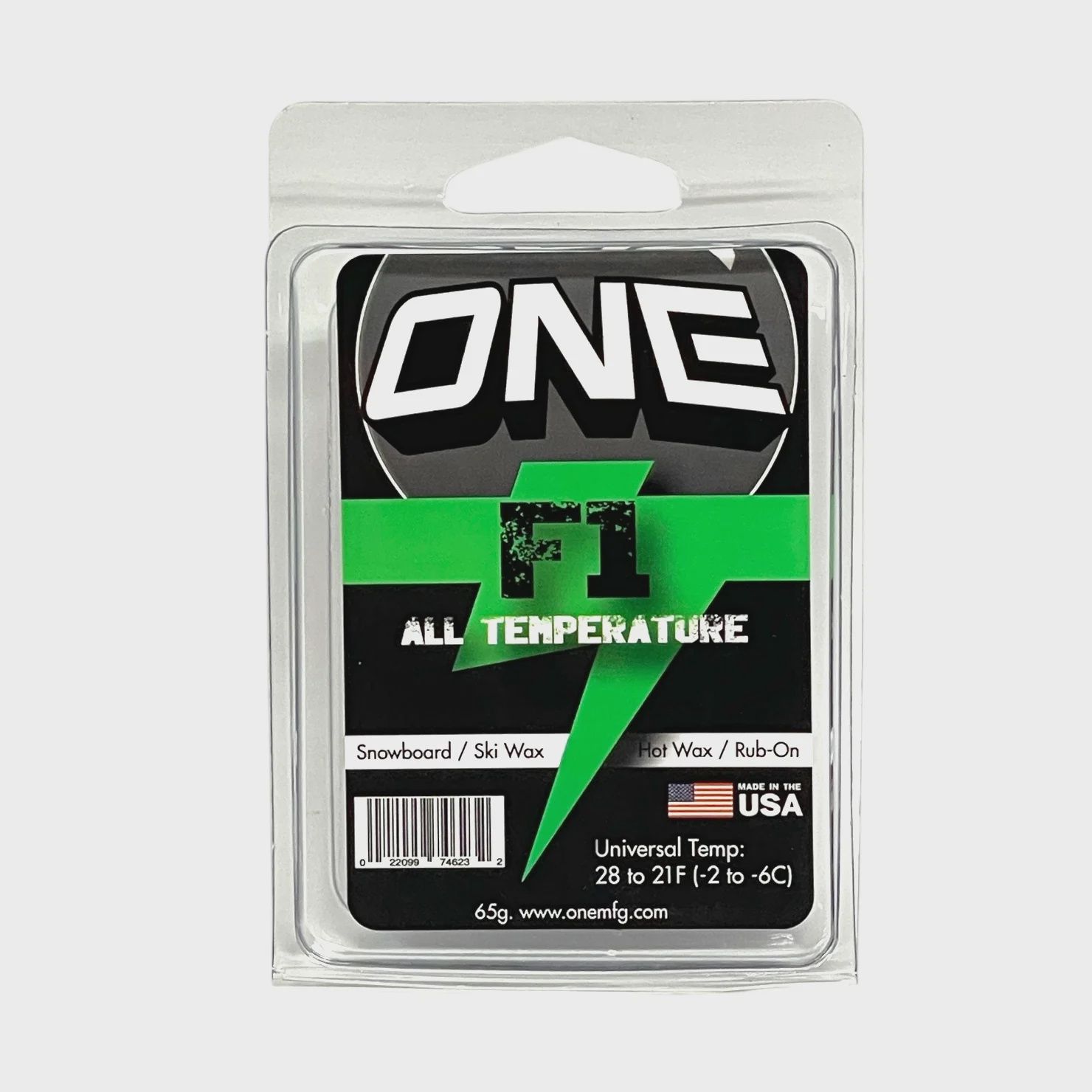 One F-1 All Temp Wax, Size: 165g, TEMPERATURE: 28ºF to 21ºF (-2ºC to -6ºC)