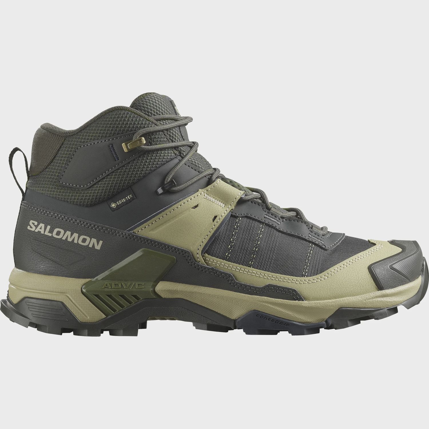 Salomon M's X Ultra 5 Mid GTX, COLOR: Peat/Gray, Size: 8.5