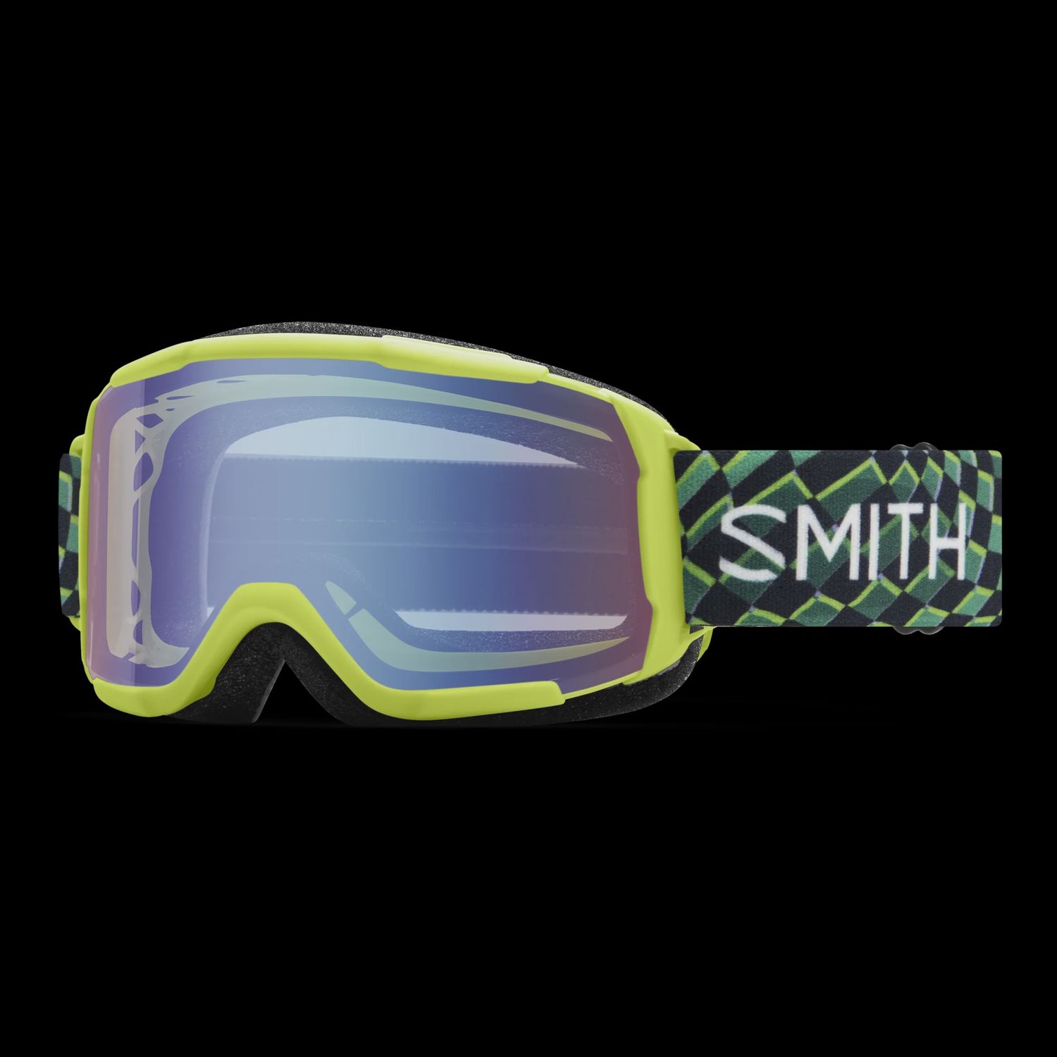 Smith Daredevil / Electric Lime Left Turn, STOCK LENS: Blue Sensor Mirror