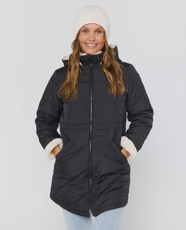 Rip Curl W'S Anoeta Long Line Jacket, COLOR: BLACK, Size: XS