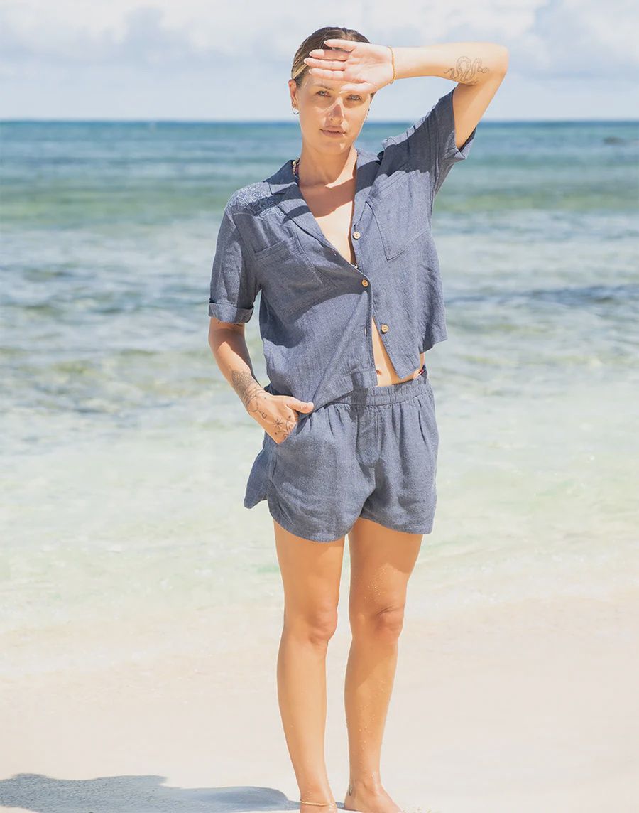 Carve Designs W's Luca Linen Shirt, COLOR: Captain Chambray, Size: Small