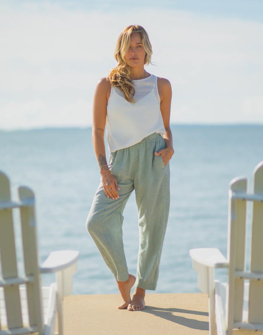 Carve Designs W's Freya Linen Pant, COLOR: Fatigue Chambray, Size: XSmall
