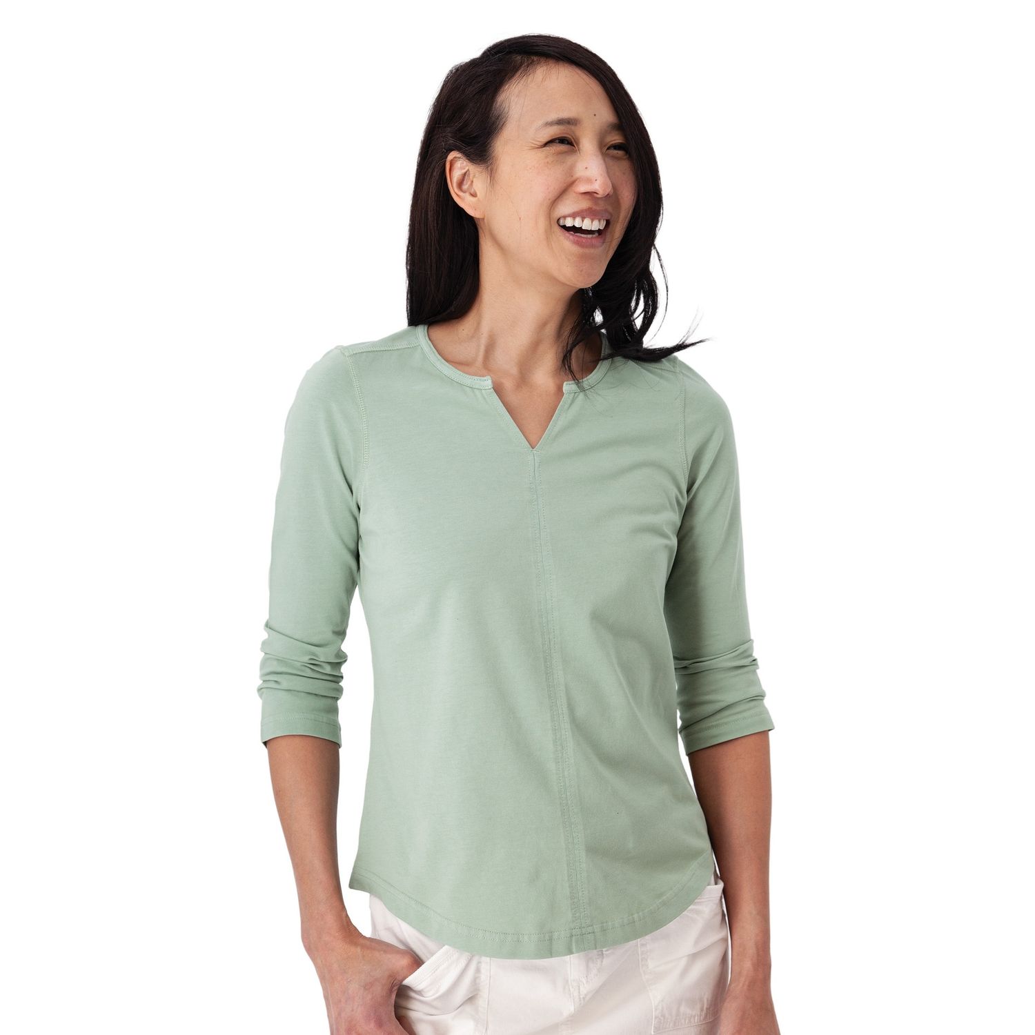 Aventura W's Juni 3/4 Sleeve, COLOR: Granite Green, Size: Small