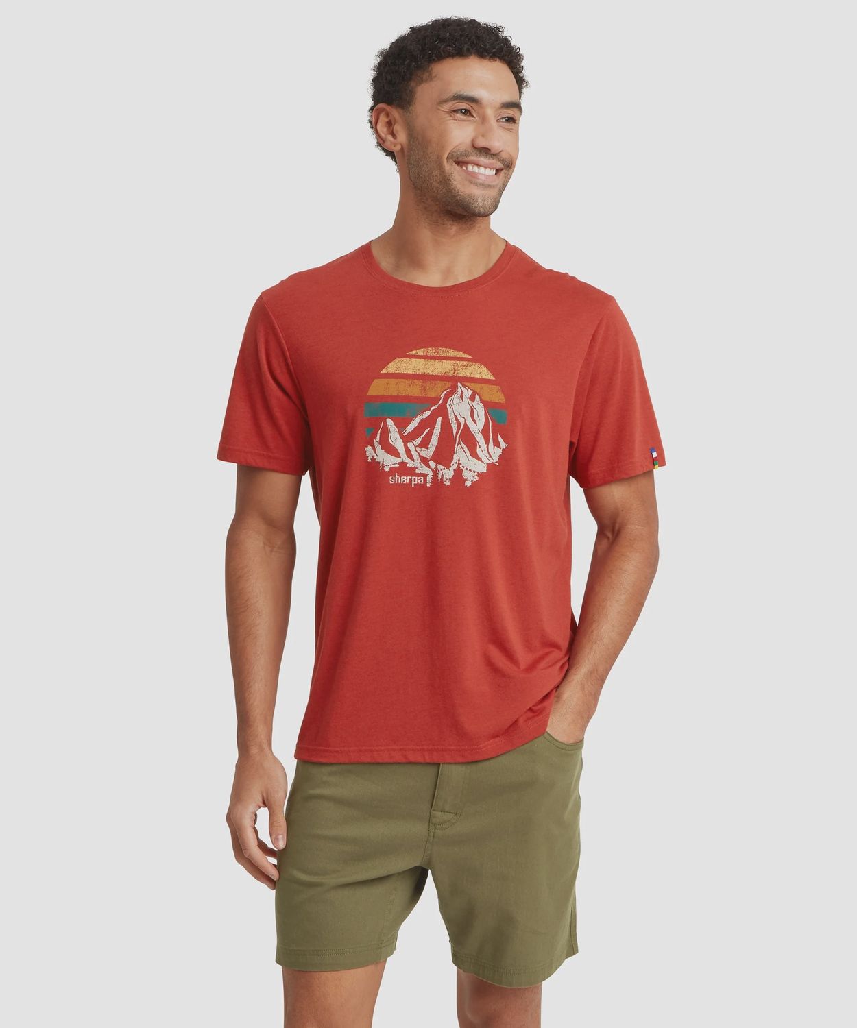 SHERPA M's Bali Retro Sunset Tee, COLOR: Rust, Size: XL