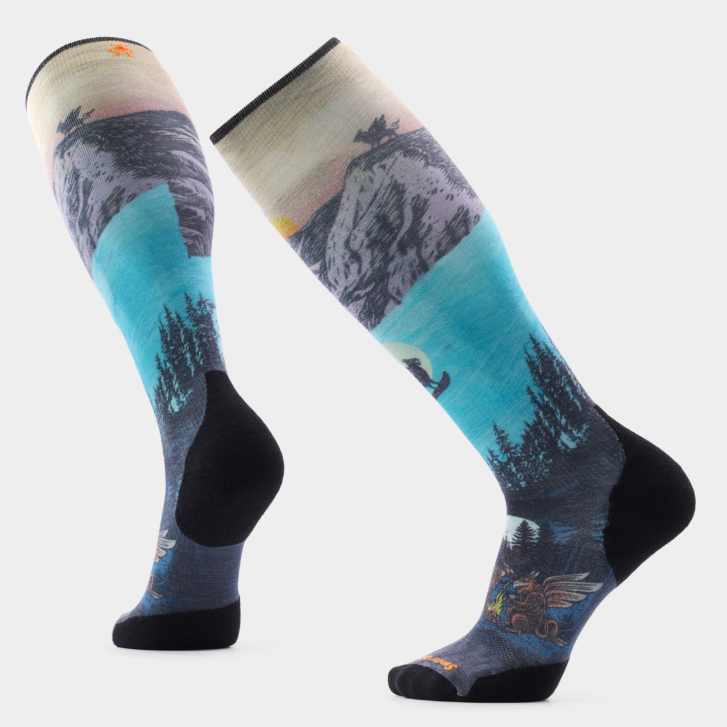 Smartwool Ski Targeted Cushion Winter Phase Print OTC Socks F26, COLOR: R13 Purple Dawn, Size: Large