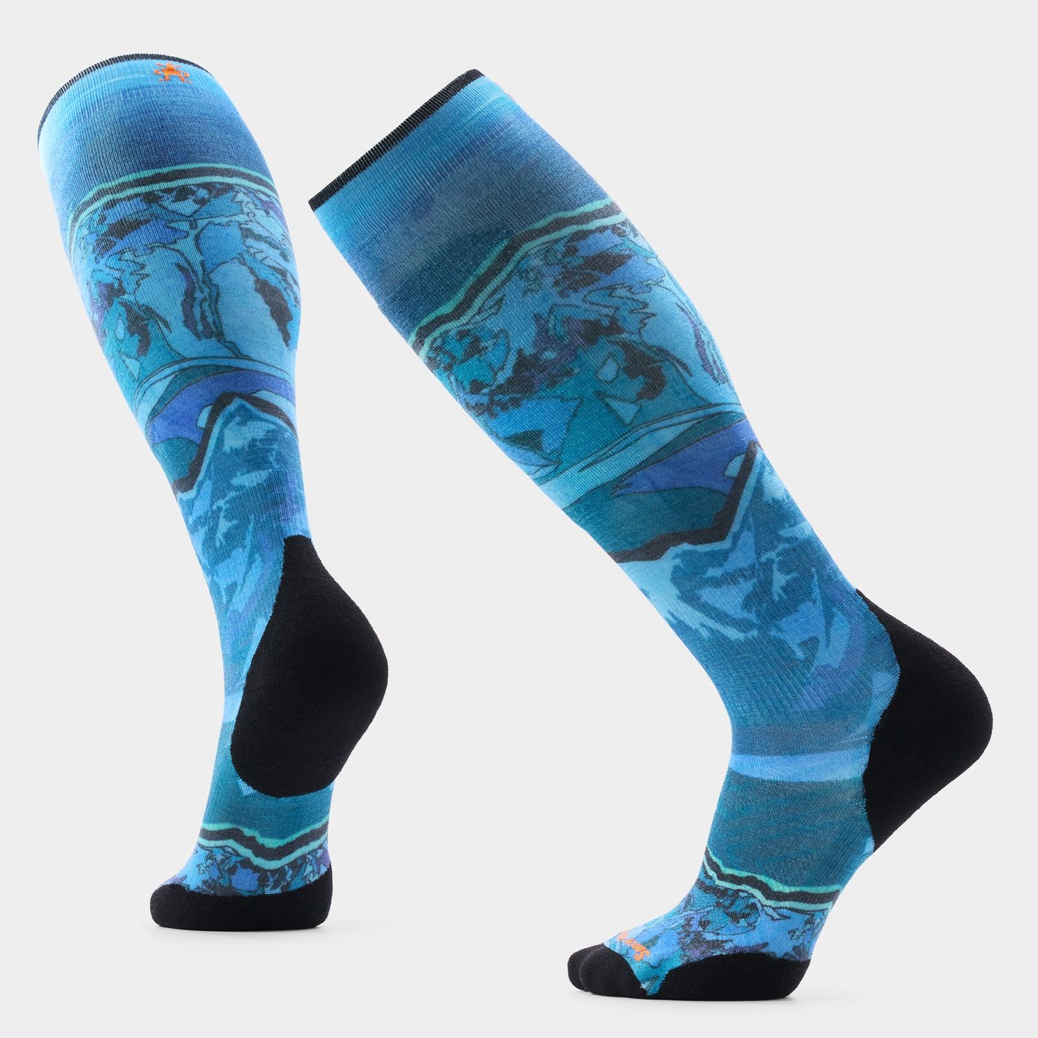 Smartwool Ski Targeted Cushion Storm Peak Print OTC Socks F26, COLOR: P43 Nightfall Blue, Size: Large