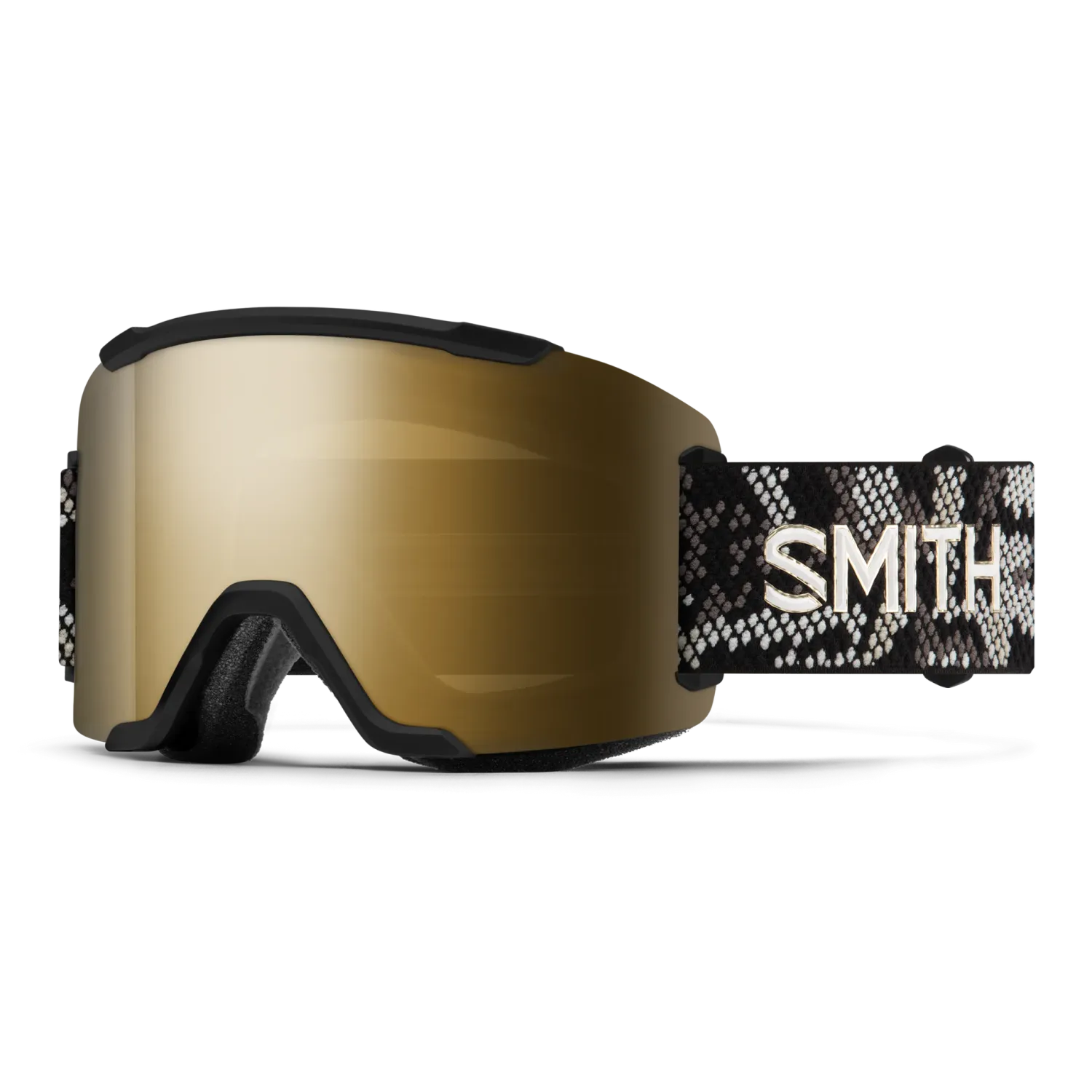 SMITH Squad / Black Snakeskin, SPARE LENS: ChromaPop Storm Blue Sensor Mirror, STOCK LENS: ChromaPop Sun Black Gold Mirror