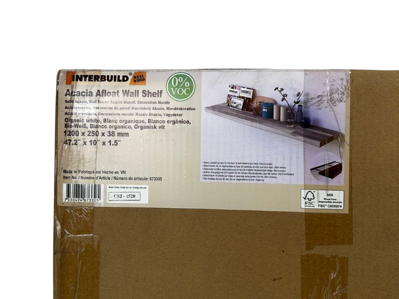 INTERBUILD Väggmonterad Flytande Hylla Organic White (120cm)