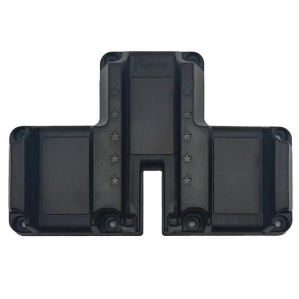 Three-seat magnetic gun mount holding pistol and magazines