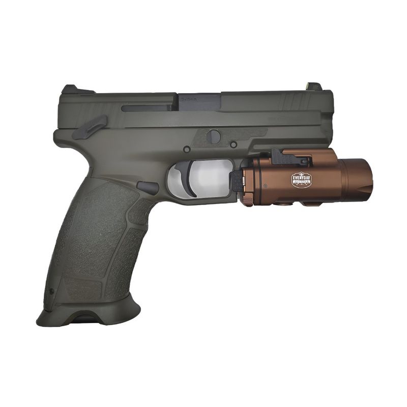 1500 lumen rechargeable bronze rail-mounted light with green laser