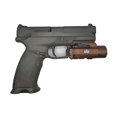 1500 lumen rechargeable bronze rail-mounted light with green laser