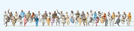 Preiser H0 Figuren 14400 sitzende Reisende für Zugabteil 48 Stück 1:87
