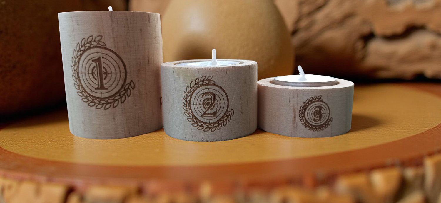 Support bougie en bois- Gravure sur mesure