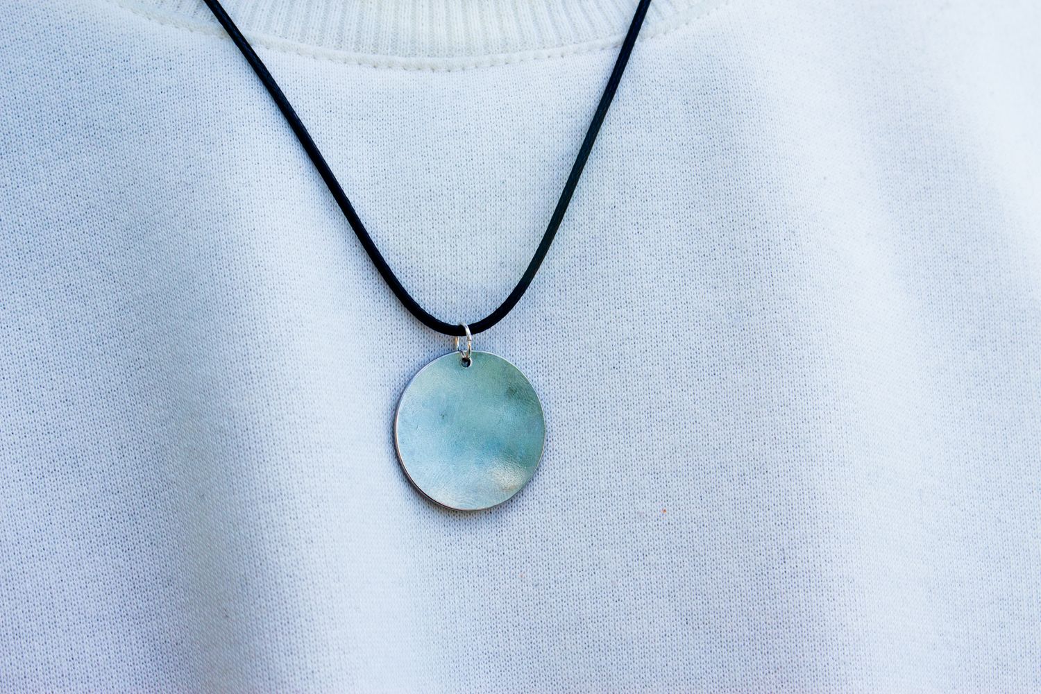 Collier acier argenté avec cordons- Gravure sur mesure