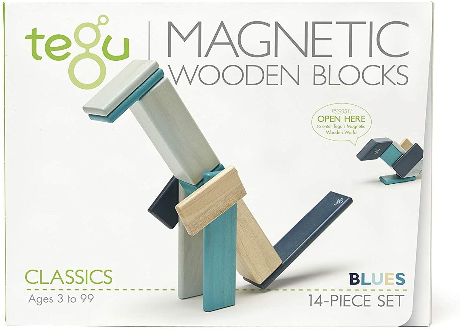Tegu Magnetic Wooden Block 14pc Blues