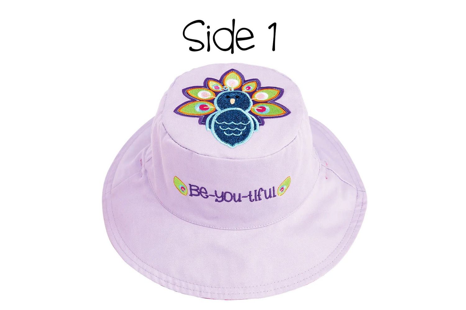 FlapJack Kids Reversible Sun Hats Peacock/Owl Large