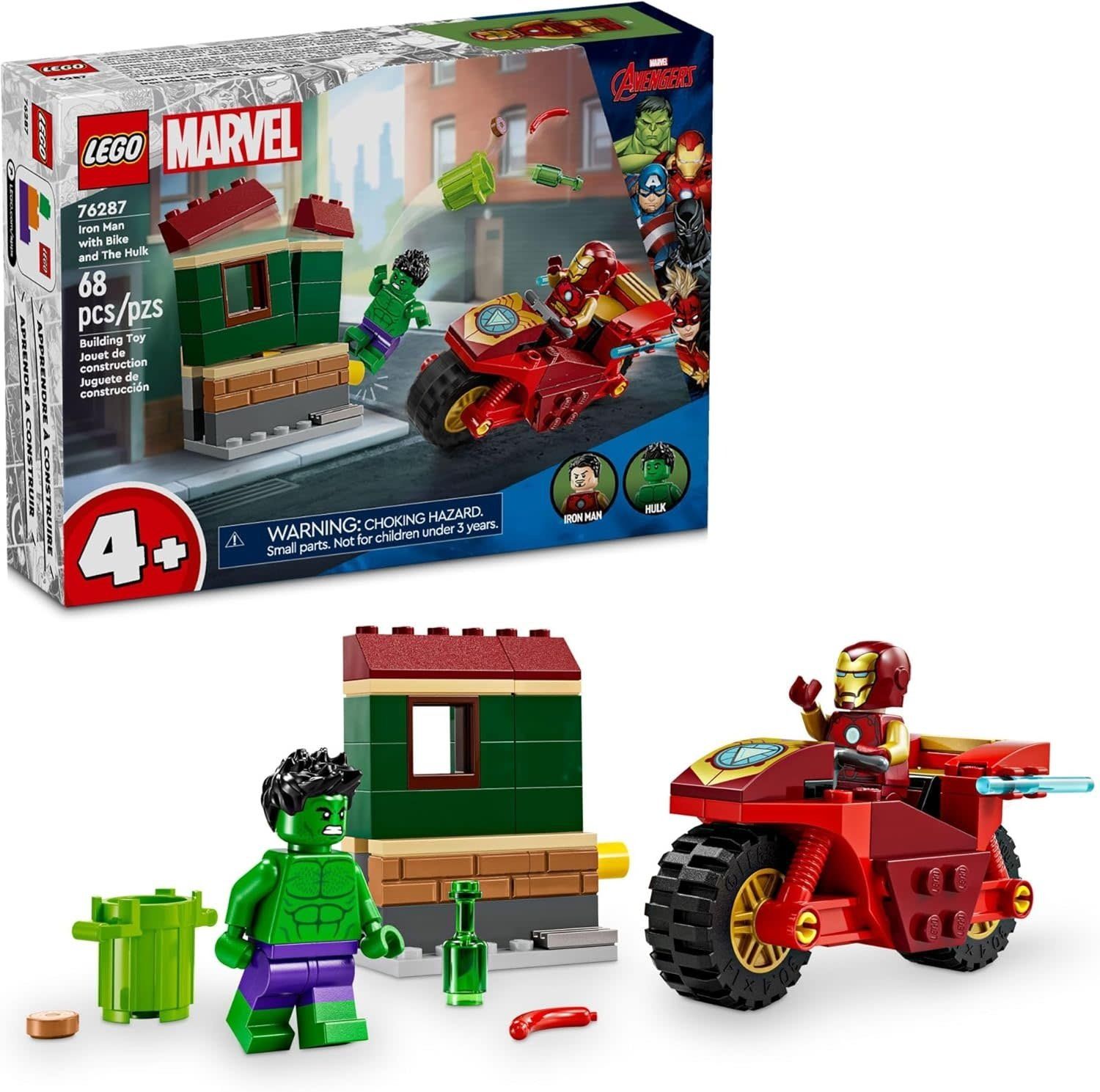 Lego Super Heros Iron Man with Bike and The Hulk