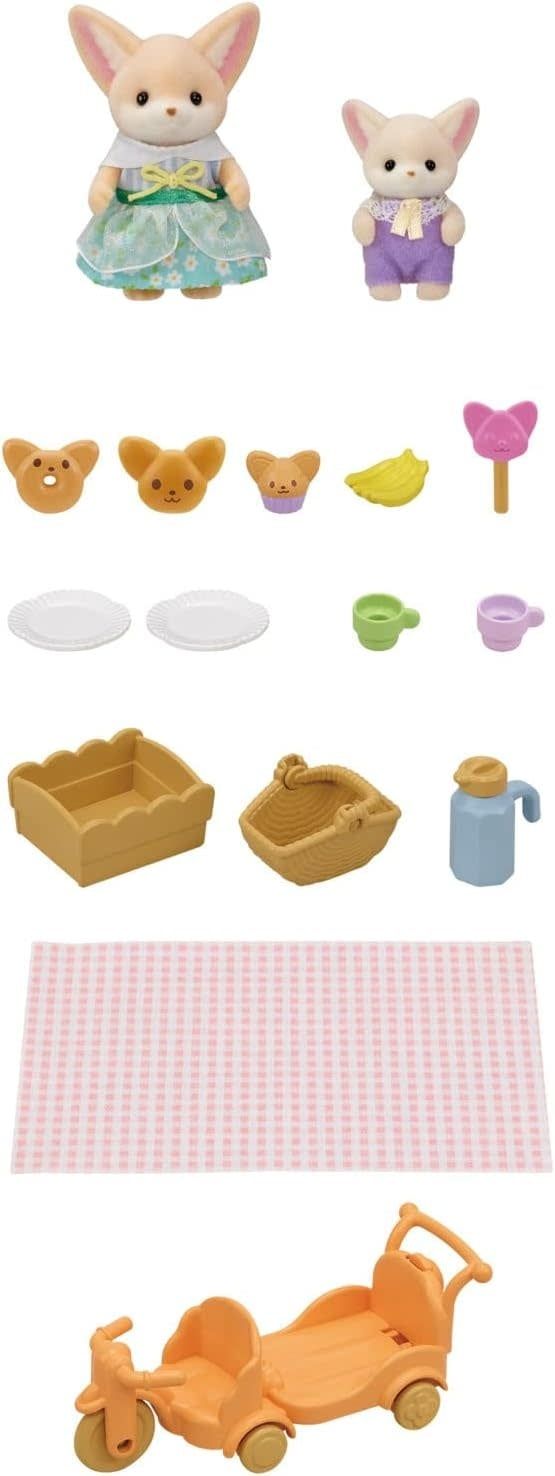 Calico Critters Set Sunny Picnic Fennec Fox Sister &amp; Baby