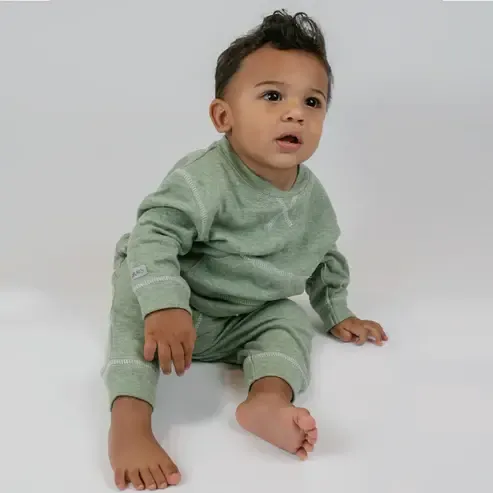 Breathe EZE 2 Piece Jogger Set Olive Fleck 12 - 18M