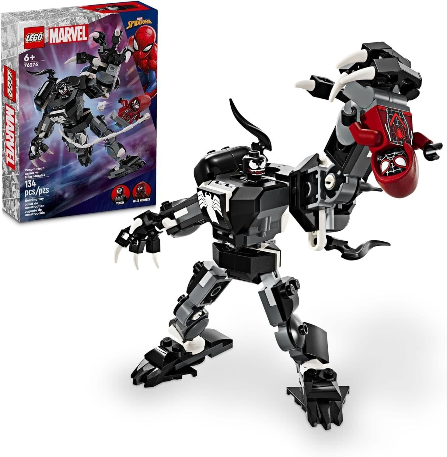 Lego Marvel Spiderman Venom Mech Armor vs Miles Morales