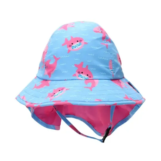 FlapJack Cape Sun Hat Pink Shark 2 - 4 Years