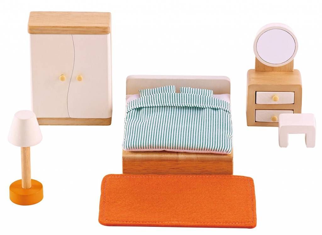 Hape Wooden Doll House Furniture: Master Bedroom