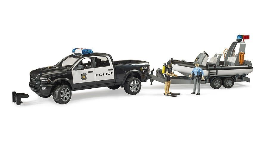 Bruder Dodge Ram Police Truck with Boat, Trailer and 2 Figures