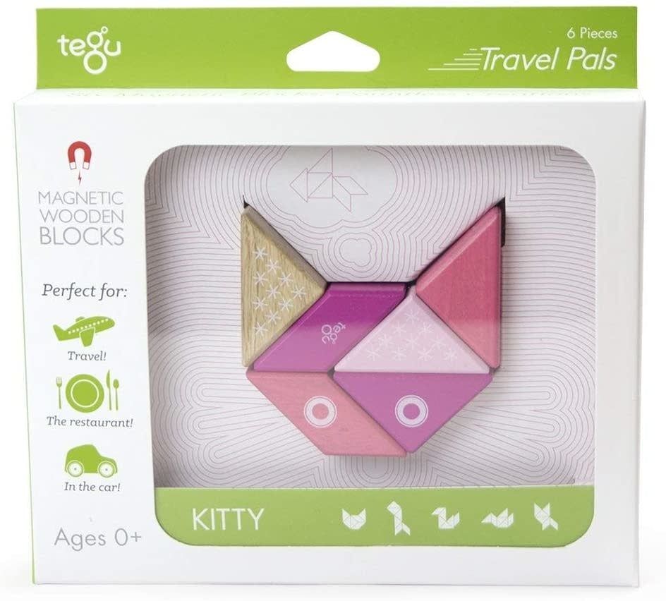 Tegu Magnetic Wooden Blocks Travel Pals Kitty