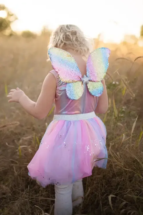 Great Pretenders Rainbow Sequins Skirt Wings &amp; Wand