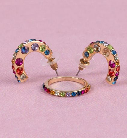Great Pretenders Boutique Earrings &amp; Ring Set Chic Rockin&#39; Rhinestone