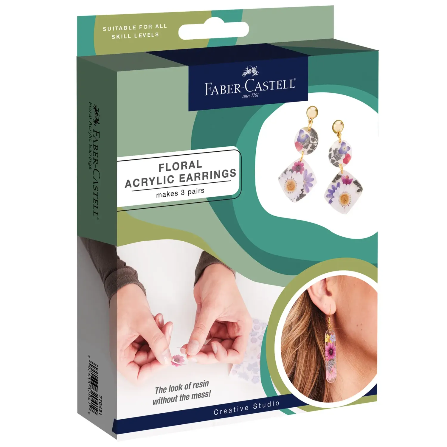 Faber Castell Acrylic Earrings Pressed Floral