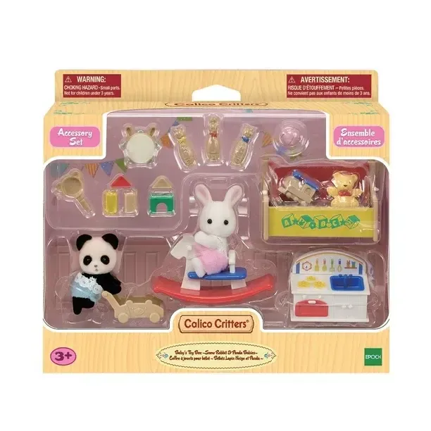 Calico Critters Set Baby&#39;s Toy Box Snow Rabbit &amp; Panda Babies