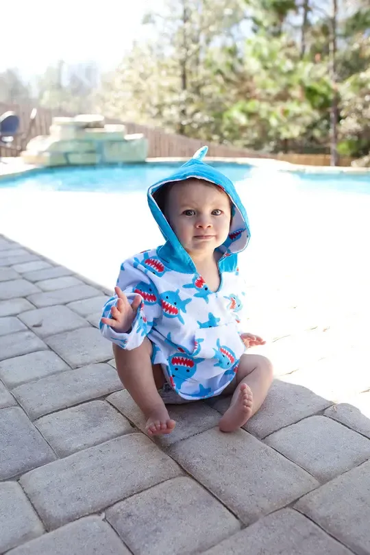 Terry Swim Coverup UPF50 + Shark 0 - 12M