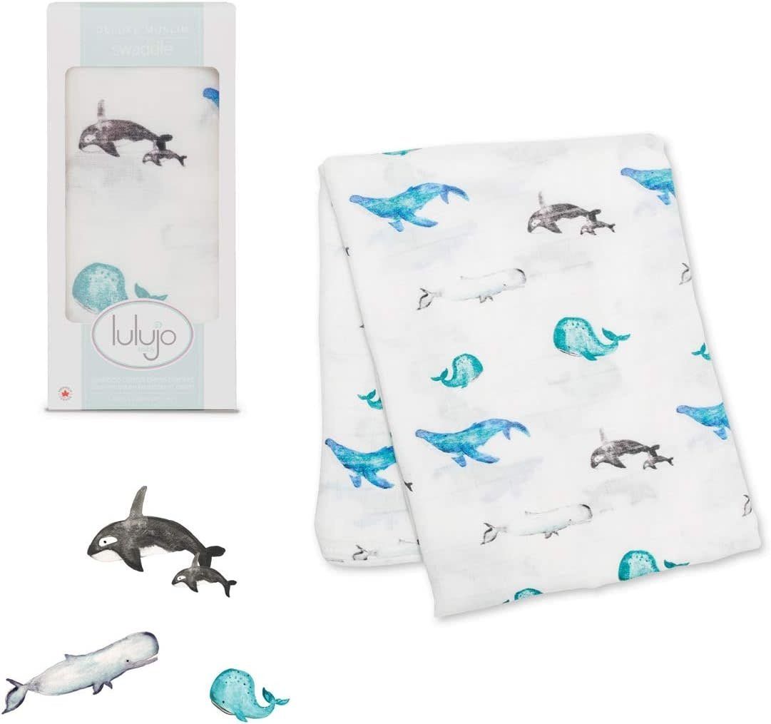 Lulujo Muslin Swaddle Whales