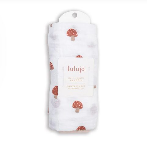 Swaddle Blanket Muslin Cotton Mushroom
