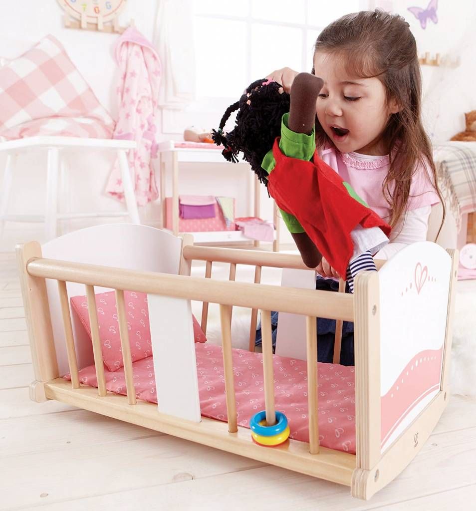 Hape Doll Furniture Wood Cradle