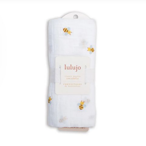 Swaddle Blanket Muslin Cotton Bees