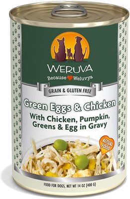 Weruva Green Eggs &amp; Chicken with Chicken, Pumpkin, Greens &amp; Egg in Gravy
