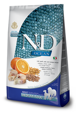 Farmina OCEAN Cod, Spelt, Oats and Orange Med-Maxi Adult 5.5 LB