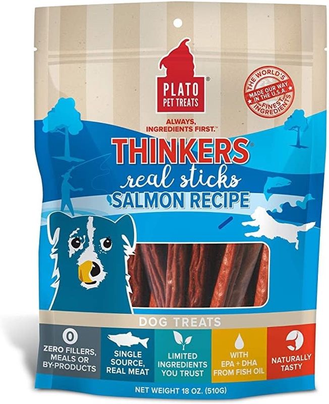 Plato Pet Treats® Thinkers® Salmon Meat Stick Dog Treats 18 Oz